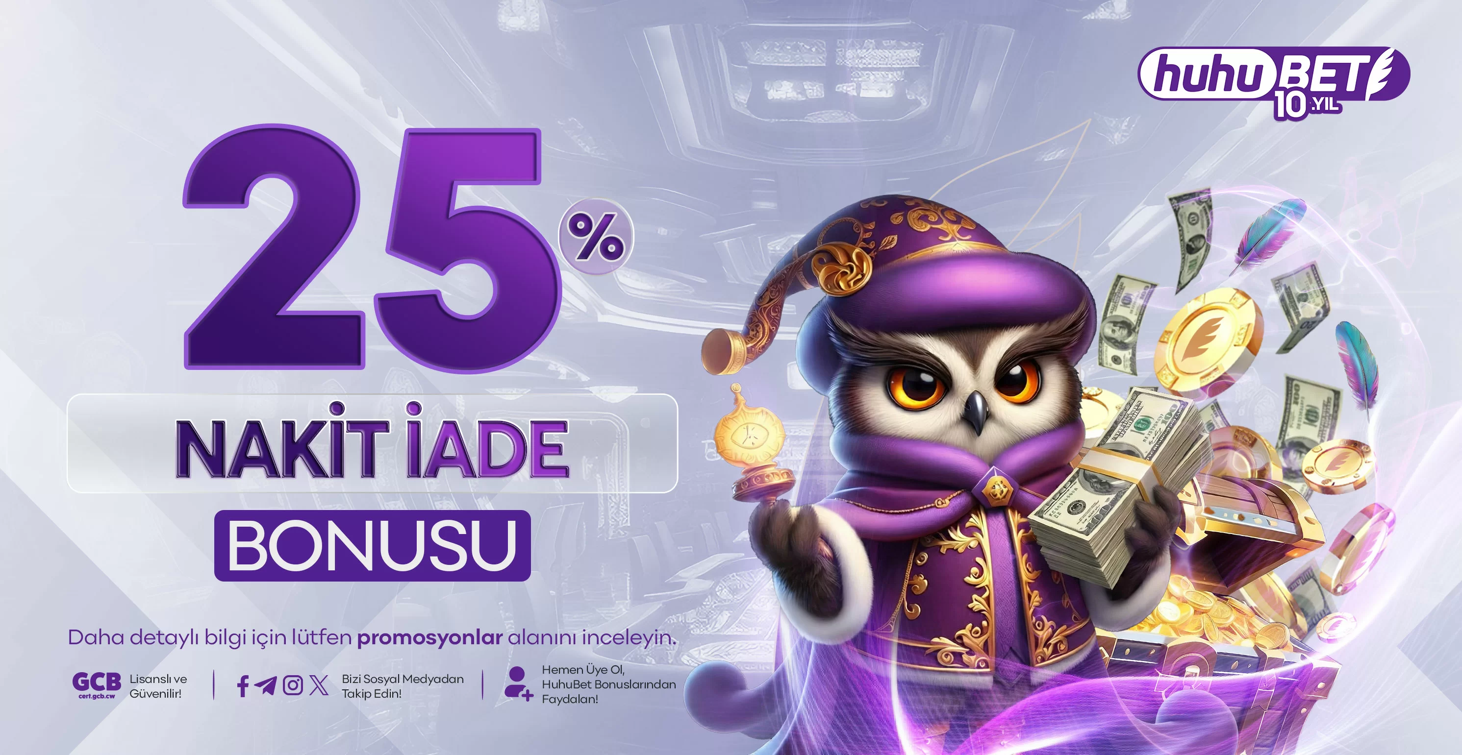 Huhubet anlık nakit iade bonusu